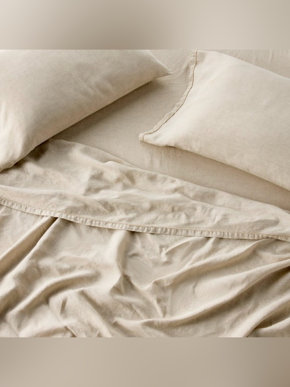Casaluna Neutral Beige European Flax Linen Full Sheet Set